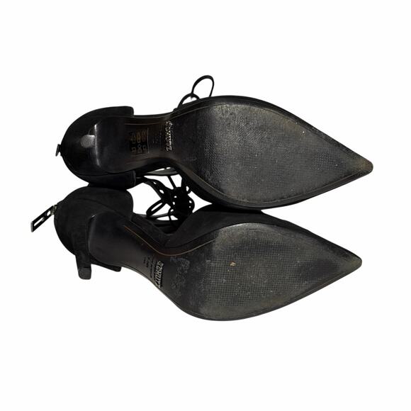 Schutz Black Leather Lace Up Heels Size 7.5B - Picture 12 of 13